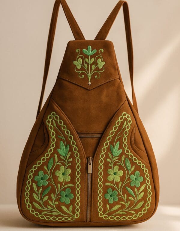 Mochila Pahari – Bordado Aari en piel