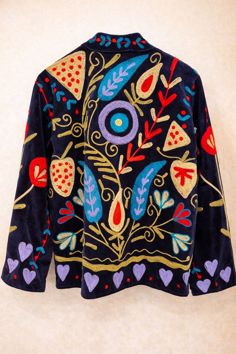 Chaqueta bordada en velvet y algodón - Imagen 2