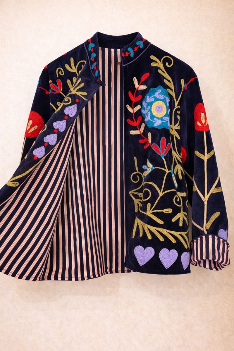 Chaqueta bordada en velvet y algodón - Imagen 3