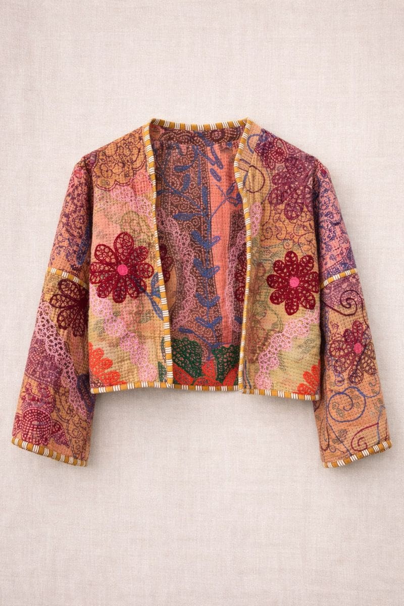 Chaqueta vintage Kantha- reciclada (reversible) - Imagen 3